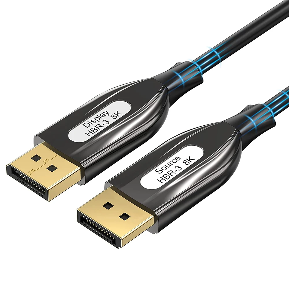 Cable Displayport 1.4 de fibra óptica 8K de 10M/15M/20M, compatible con 8K @ 60Hz, 4K @ 144Hz de alta velocidad 32,4Gbps compatible con Visual 3D, auriculares VR
