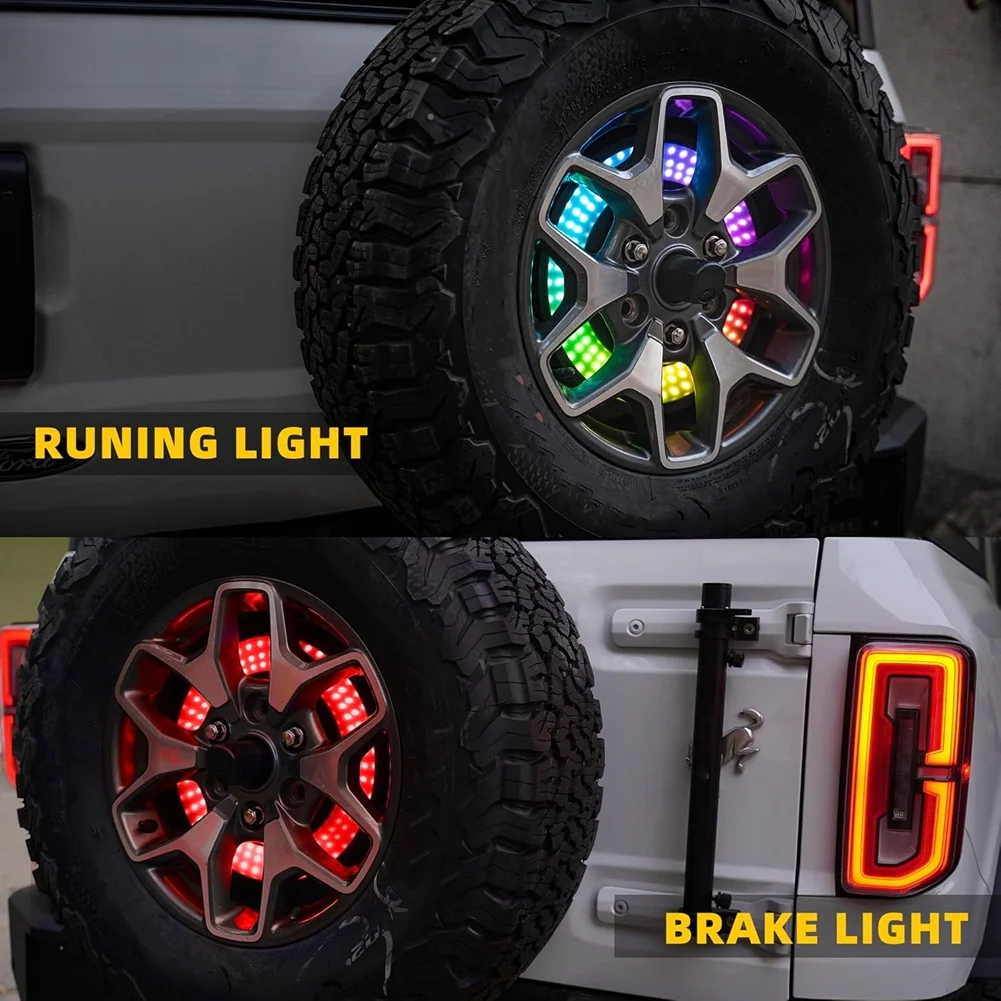 BTLIFE-RGB luz de freno de neumático de repuesto para Ford Bronco 2021-2024 actualización tercera luz trasera de freno luz de freno de montaje alto - imagen 4
