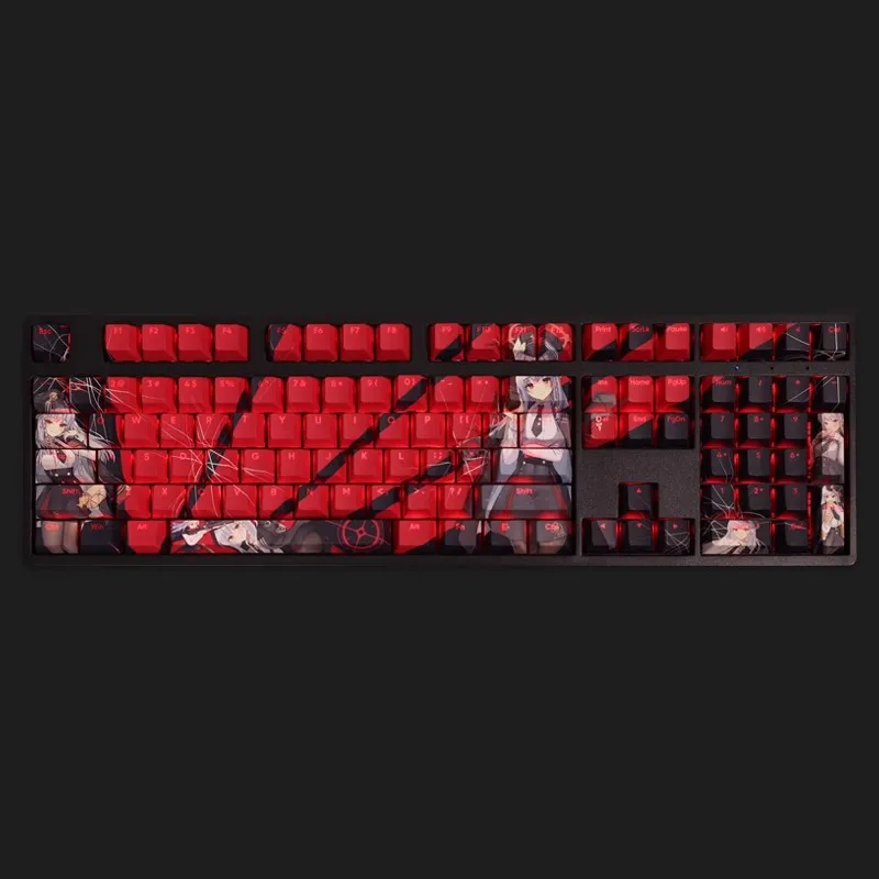 Teclas retroiluminadas de Anime, juego de 108 teclas, archivo azul, Kurodate, Haruna, PBT, para teclados ANSI 61, 87, 104, 108 - imagen 3