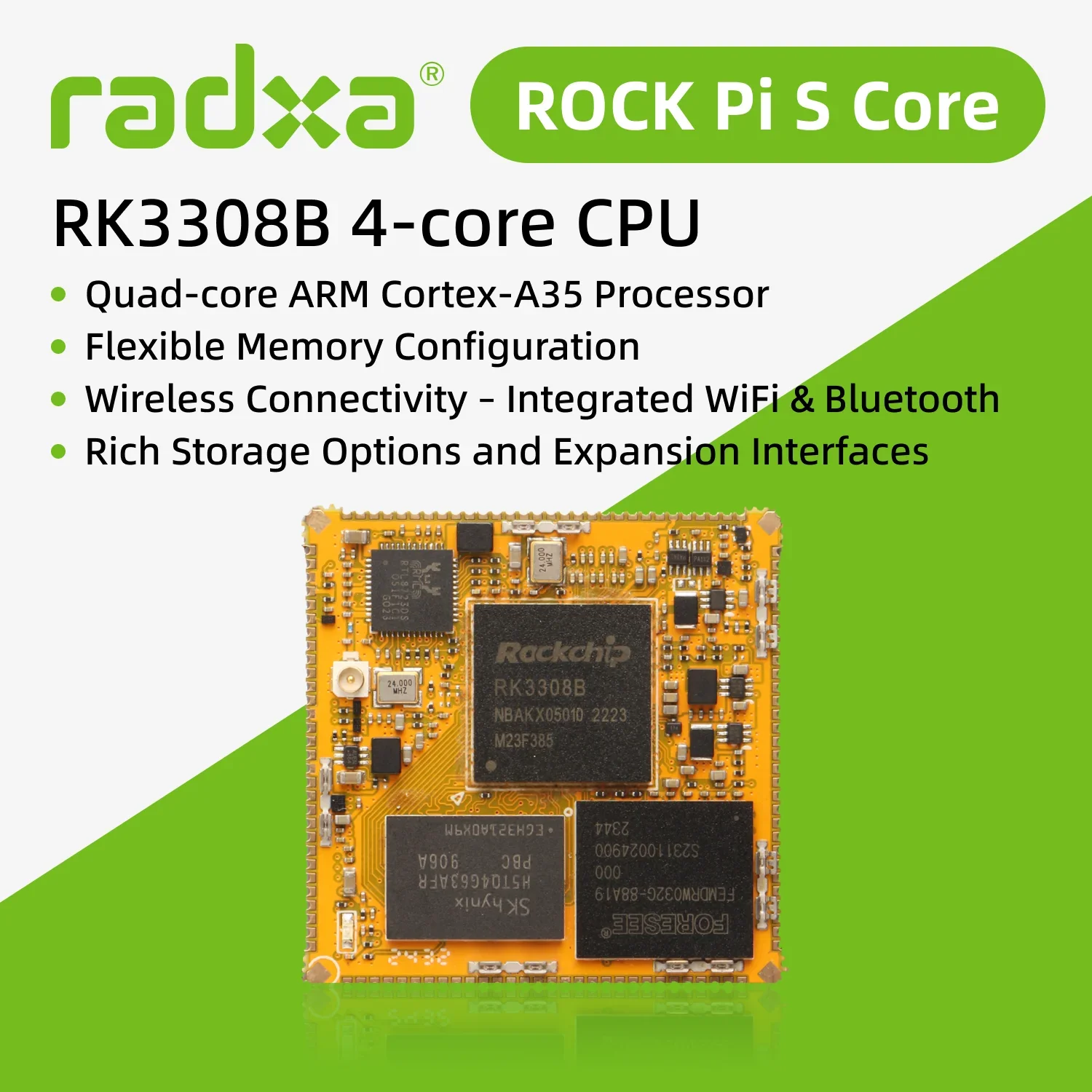 Placa de ordenador individual de 4 núcleos ROCK Pi Radxa S Core RK3308B - imagen 2