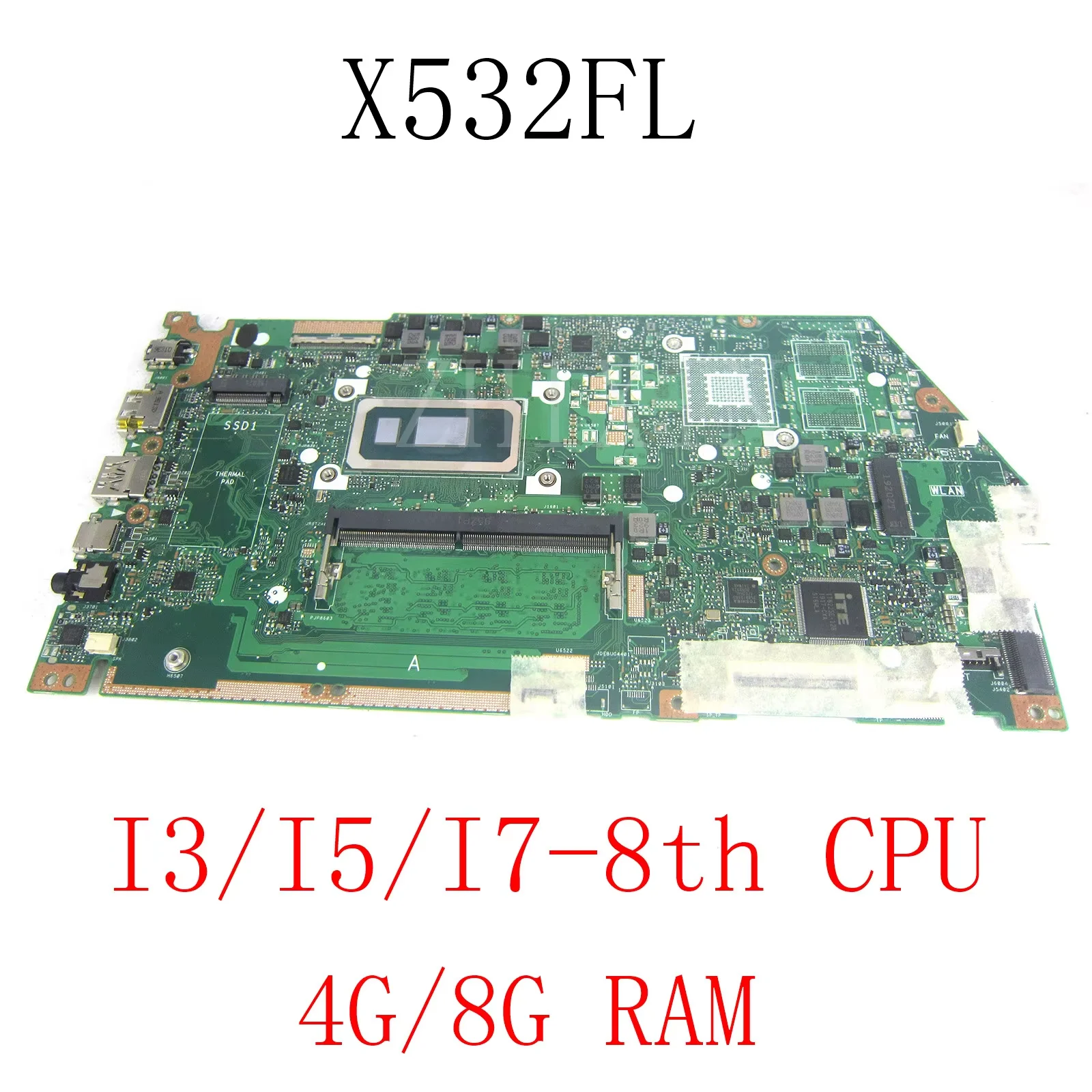 Placa base X532FL para For Asus X531FL X532FLC X532FAC X532F X532FL S531F placa base para ordenador portátil con i3 i5 i7 8th/10th CPU 4G/8G RAM