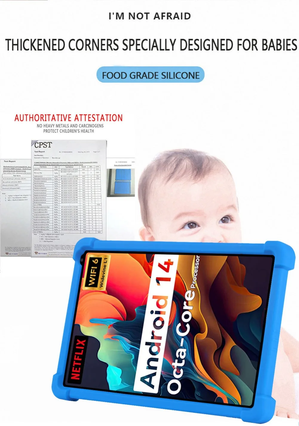 Soft Cover for HiGrace C107 Tablet Case Silicone Full Body Protective Shell for Urao C107 10.1" 2024 Tab Kids Friendly Cases - imagen 5