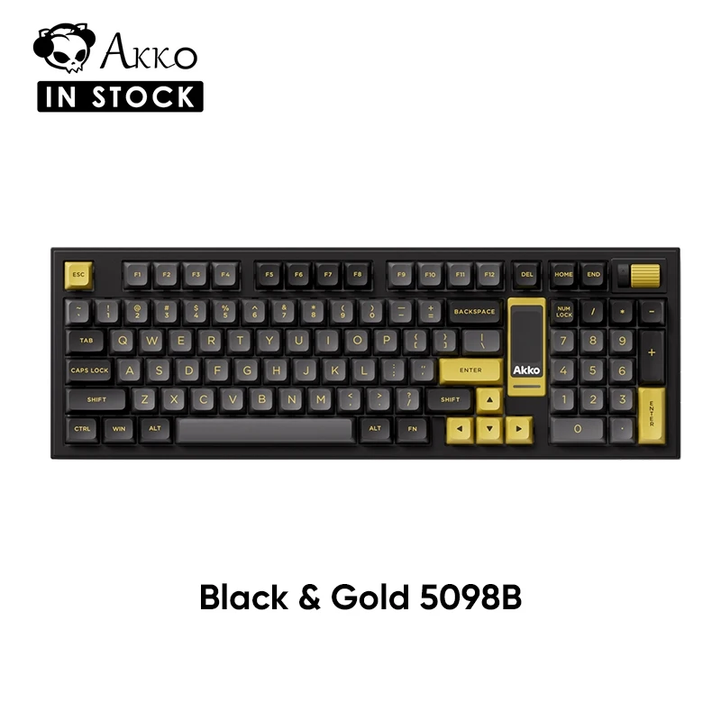 Akko 5098B Teclado mecánico para jugar negro y dorado 96 teclas Mini pantalla personalizable Hotswap 8000mAh carga rápida BT5.0/2,4G/tipo C