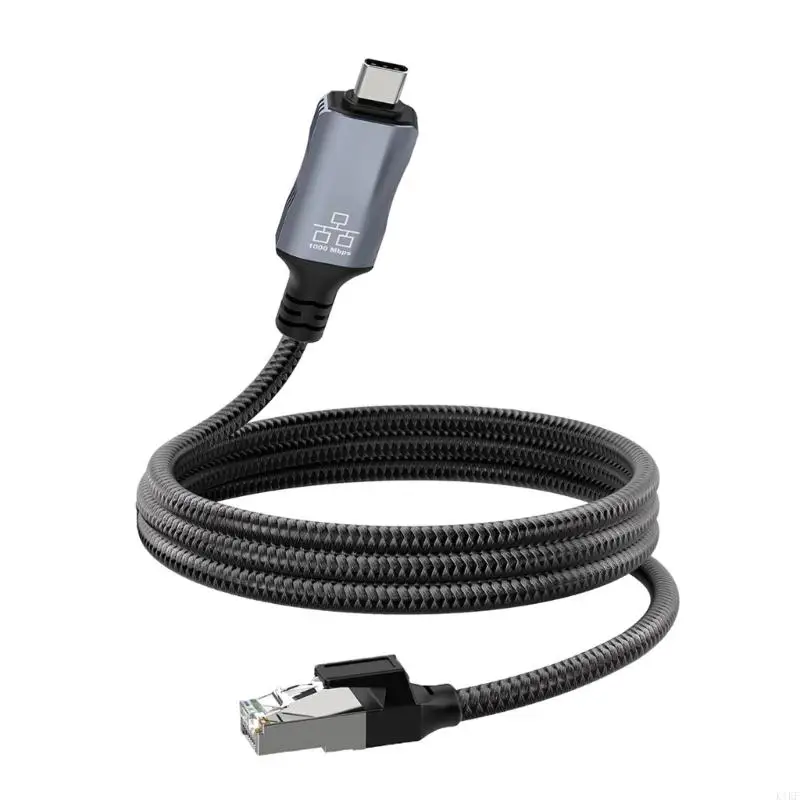 Cable USB C a RJ45 Gigabit Ethernet 1,8 m largo, Cable Internet trenzado velocidad para portátiles, tabletas, - imagen 2