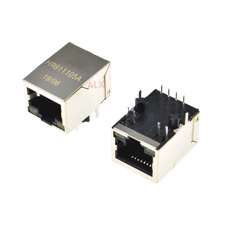 Enchufe hembra Ethernet de red RJ45, conector hembra de ángulo recto de luz, 2 piezas, 911105A