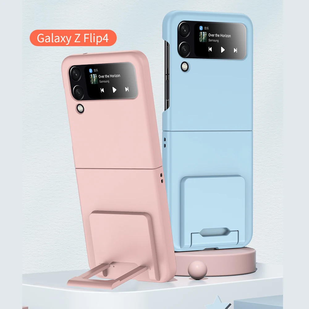 Funda protectora de PC dura con soporte para Samsung Galaxy Z Flip 4, 5, 3, Zflip4, Zflip 5, 3, color caramelo de lujo, a prueba de golpes - imagen 3