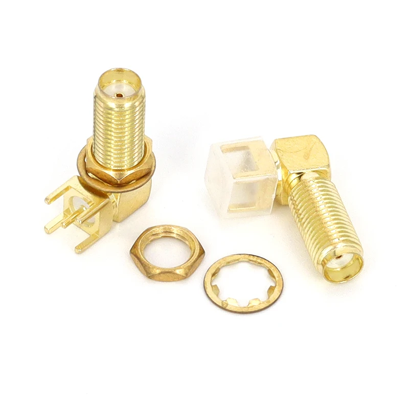 Stlxy-Adaptador de enchufe hembra SMA, 5 piezas, SMA-KWE, borde de soldadura, Conector de montaje PCB, ángulo recto, Coaxial RF - imagen 5