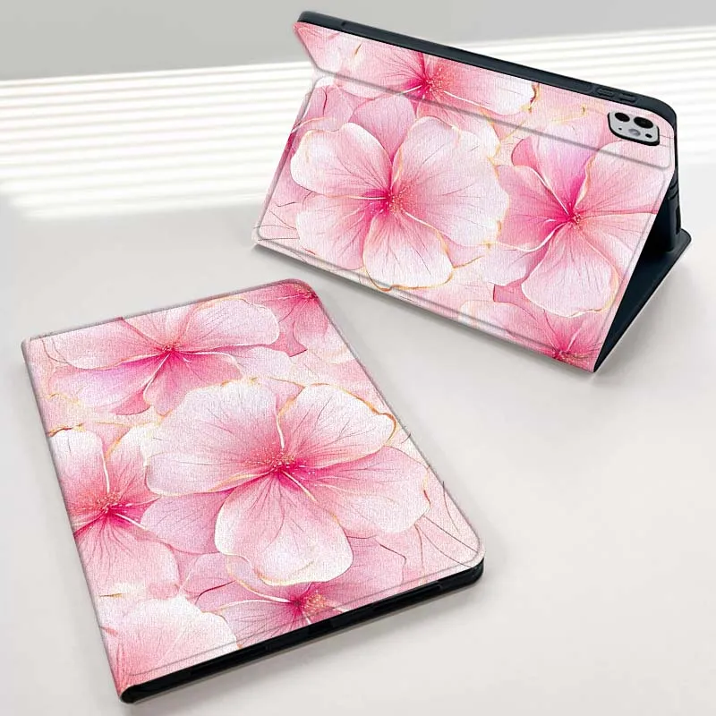 Funda bonita con imágenes de flores rosas para iPad Pro Air 2 3 4 5 6th 7th 11th Gen 10,2 9,7 11 10,5 10,9 12,9 13 pulgadas - imagen 4