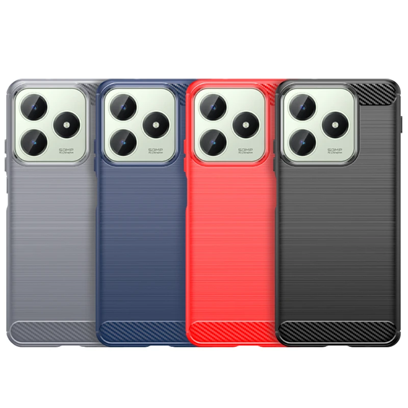 Funda de fibra de carbono a prueba de golpes para teléfono, carcasa trasera de TPU suave para Realme C61, Realme OPPO, C61, C61 - imagen 3
