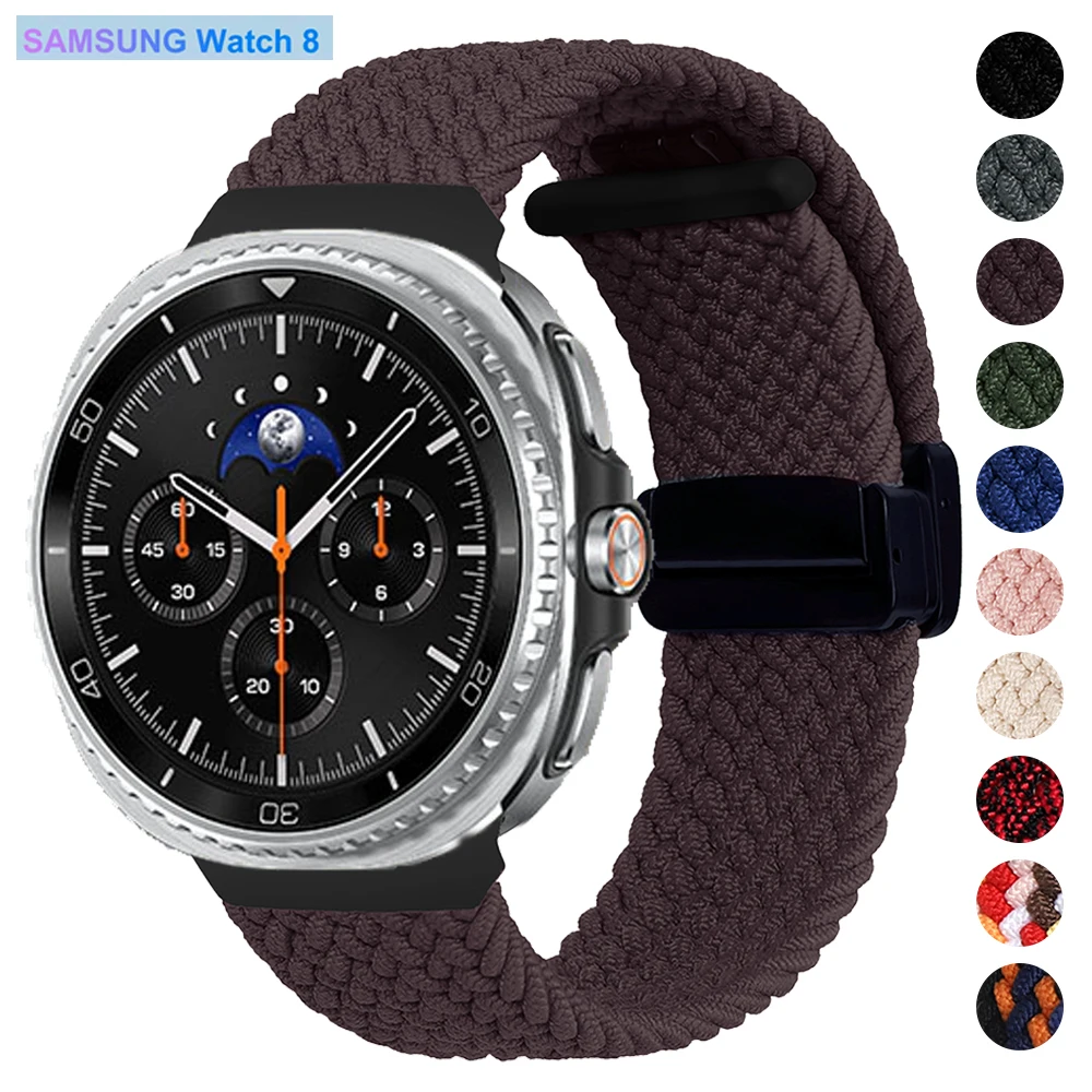 Correa magnética de nailon para Samsung Galaxy Watch8 40/44mm banda elástica tejida sin huecos para Samsung 8 Classic 46mm pulsera deportiva - imagen 2