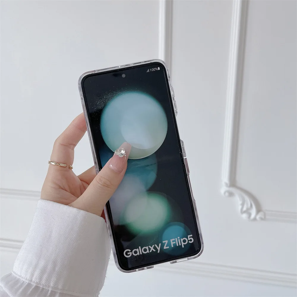 Fashion Ring Case for Samsung Galaxy Z Flip 6 5 5G 2024 New Fold Simple PC+Leather Cover Anti-knock Cases for Flip6 Flip5 Flip 5 - imagen 5
