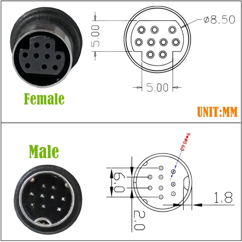 Cable de vídeo S DIN 9 pines macho a macho, macho a hembra Cable de sonido S para dispositivos de vídeo como conexión de cámara de proyector receptor - imagen 3