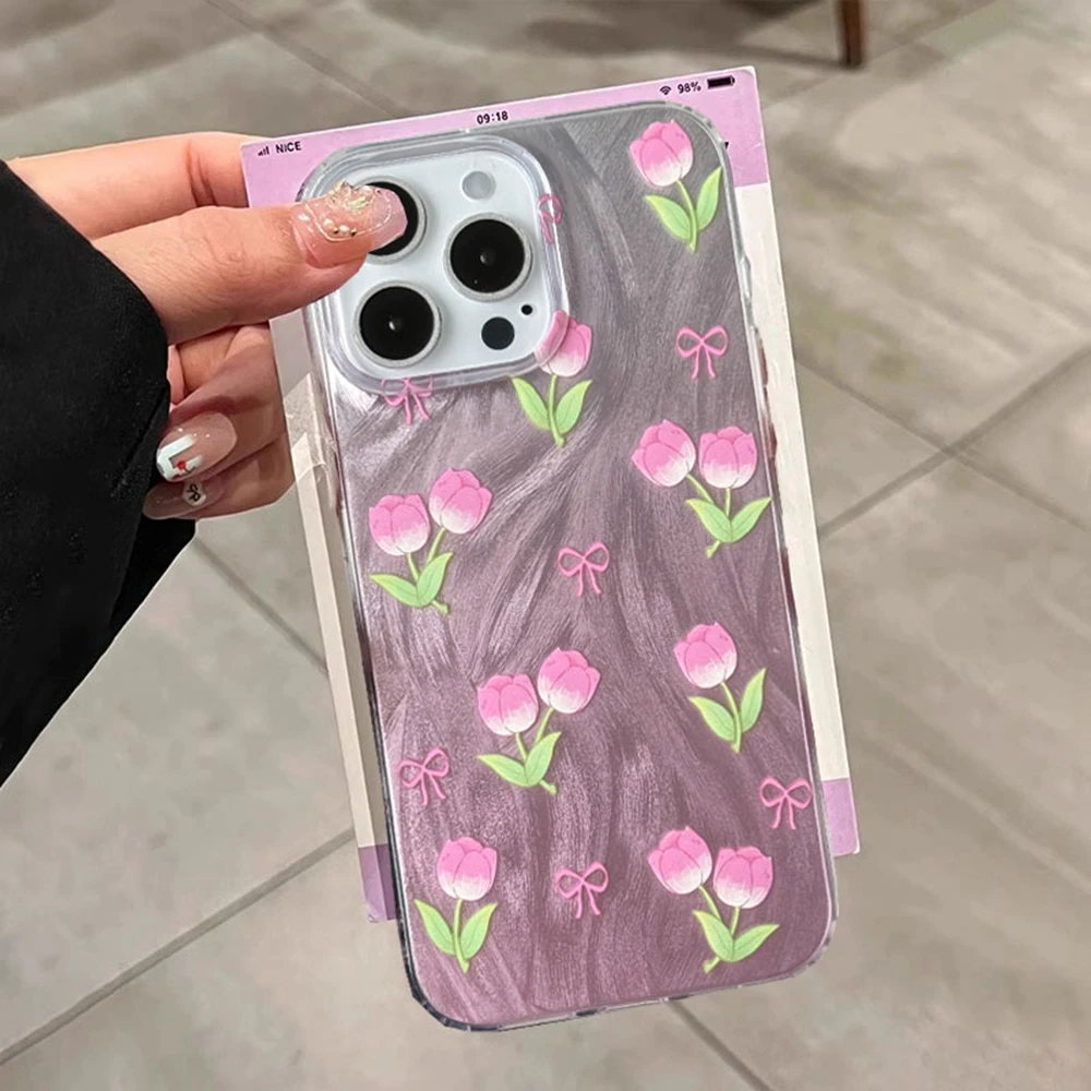 Funda de teléfono con lazo rosa degradado y flores para Honor 400 200 Magic 7 Lite 200 Pro X9a X8b X9c X8a, funda de silicona para pareja - imagen 5