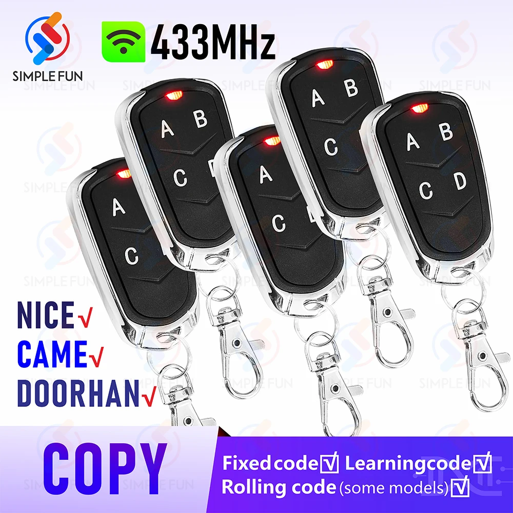 Clon Control remoto 4 canales 433Mhz Nice Came Doorhan duplicador abridor de puerta de garaje copia transmisor código rodante fijo - imagen 2