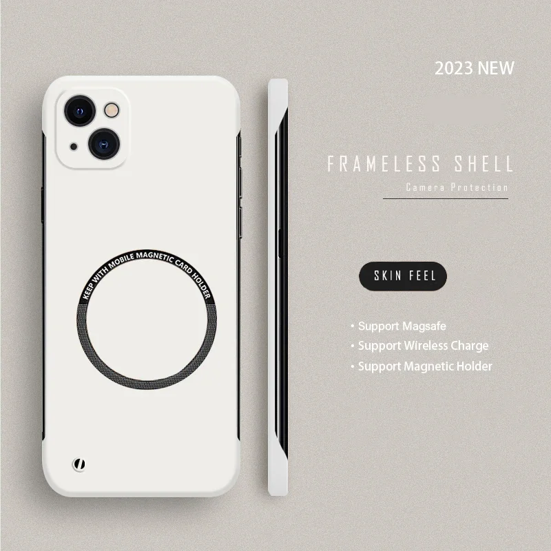 Funda de teléfono magnética sin marco de PC dura para iPhone 14 Pro Max 13 12 11 Pro Mini 15 14 Plus Magsafe cubierta delgada mate