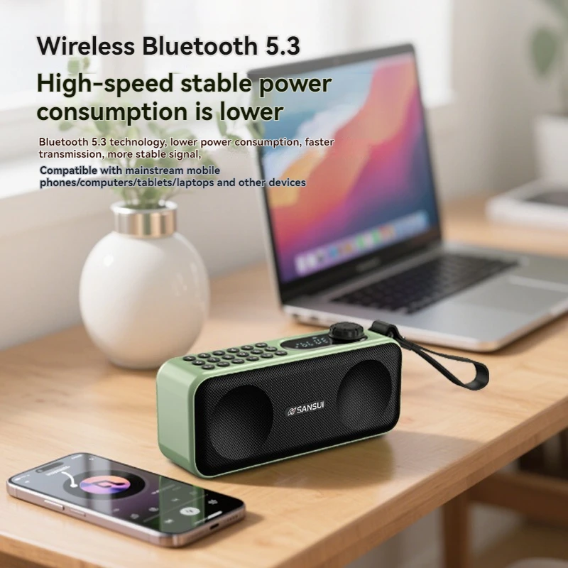 SANSUI F59 Altavoz inalámbrico Bluetooth reproductor RGB portátil para personas mayores Radio FM 3600mAh duración De la batería deportes al aire libre Caixa De Som - imagen 3