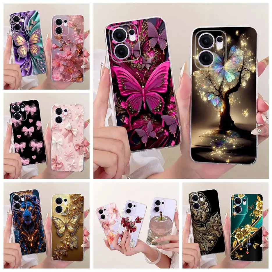 Para Oppo Reno 13F 4G funda CPH2701 funda pintada de mariposa de lujo funda de teléfono delgada suave para Oppo Reno13 F Reno 13 FS Reno13F Shell