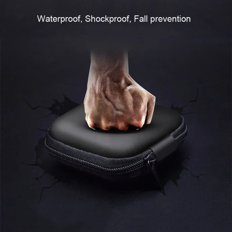 Venta al por mayor Mini cremallera PU funda de cuero almacenamiento bolsa dura caja para auriculares auriculares tarjeta de memoria - imagen 5