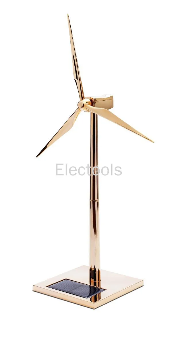 Modelo de ventilador Solar, turbina eólica dorada, molino de viento, promoción de la industria eólica, regalo, adornos de oficina - imagen 2