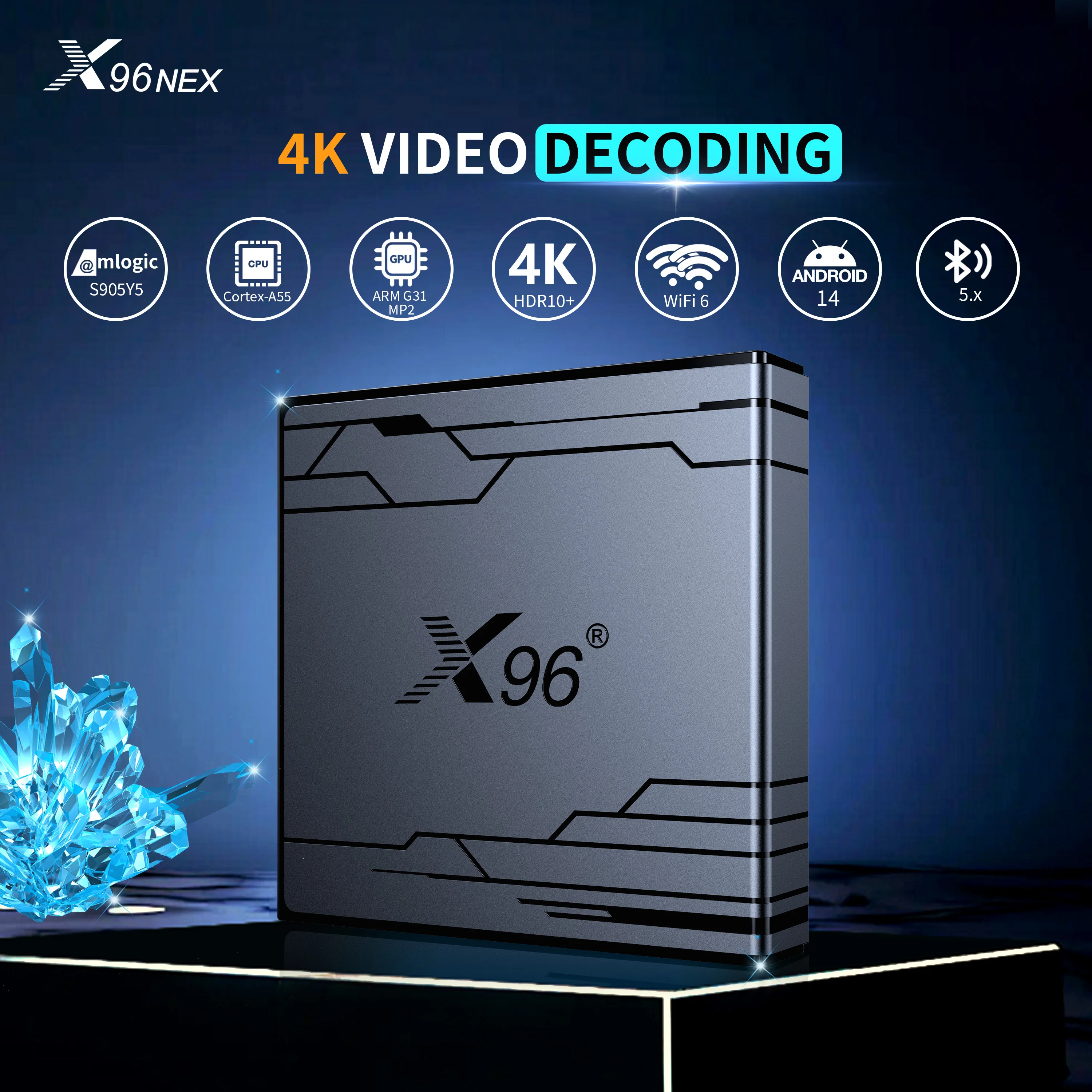 Caja de TV inteligente Original X96 NEX Android 14 Amlogic S905Y5 4GB32GB HDR10 + 4K WIFI6 BT5.X reproductor multimedia decodificador