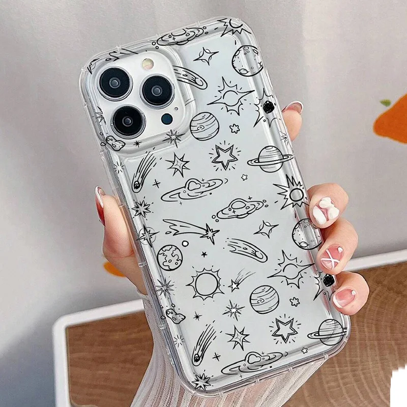 Funda A55 para Samsung Galaxy A16 A15 A35 A53 A14 A54 A34 4G S21FE S22 S23 S24 S25 funda de teléfono Ultra transparente con estampado de estrellas plateadas - imagen 4