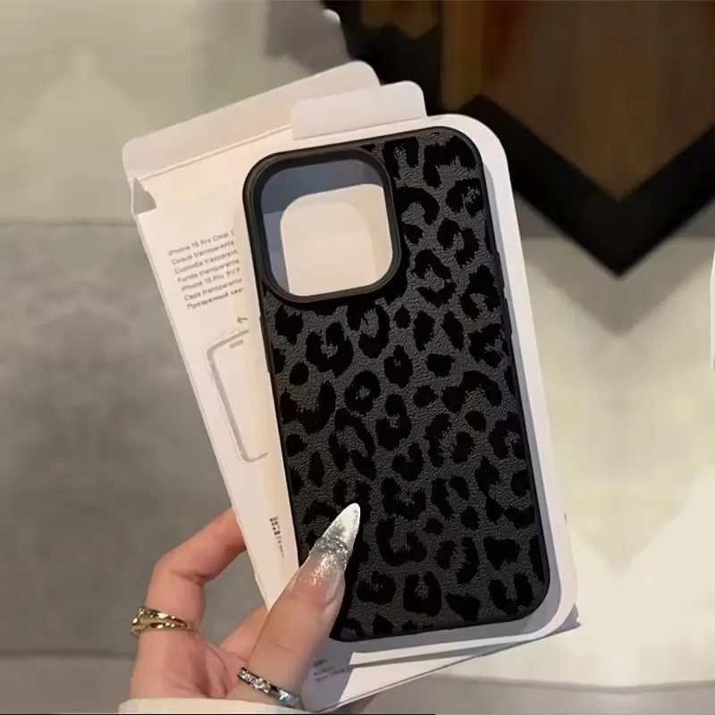 Funda de teléfono suave personalizada con textura de lichi y estampado de leopardo negro para Xiaomi Poco F7 X7 F6 F5 X6 X5 M6 Pro, funda de parachoques a prueba de golpes - imagen 5