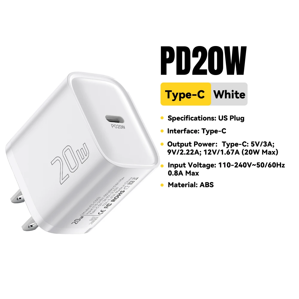 20W White US Plug