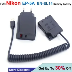 Adaptador USB-C EP-5A para cámaras Nikon con batería EN-EL14