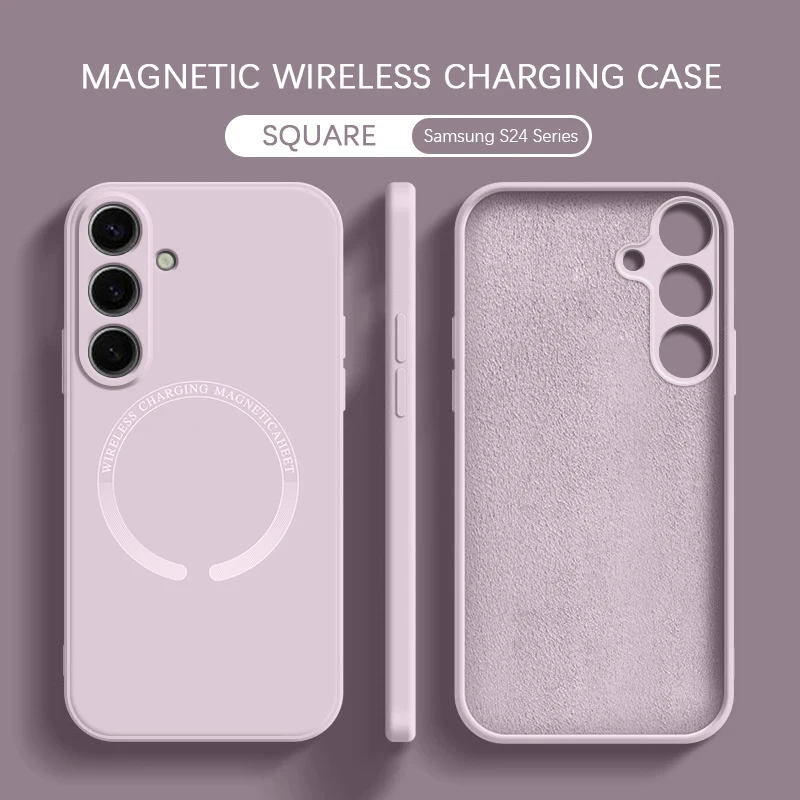 Funda de teléfono básica para Samsung Galaxy S24 Plus Ultra FE S24 + S24FE S24Ultra S24Plus 5G Magsafe funda trasera de carga inalámbrica magnética - imagen 2