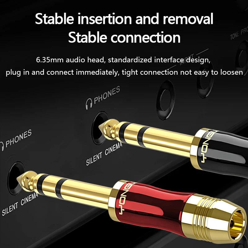 YONGWEI micrófono con enchufe de 6,35mm chapado en oro de cobre puro, guitarra, consola mezcladora electrónica de acero, conexión de audio, enchufe soldado - imagen 5