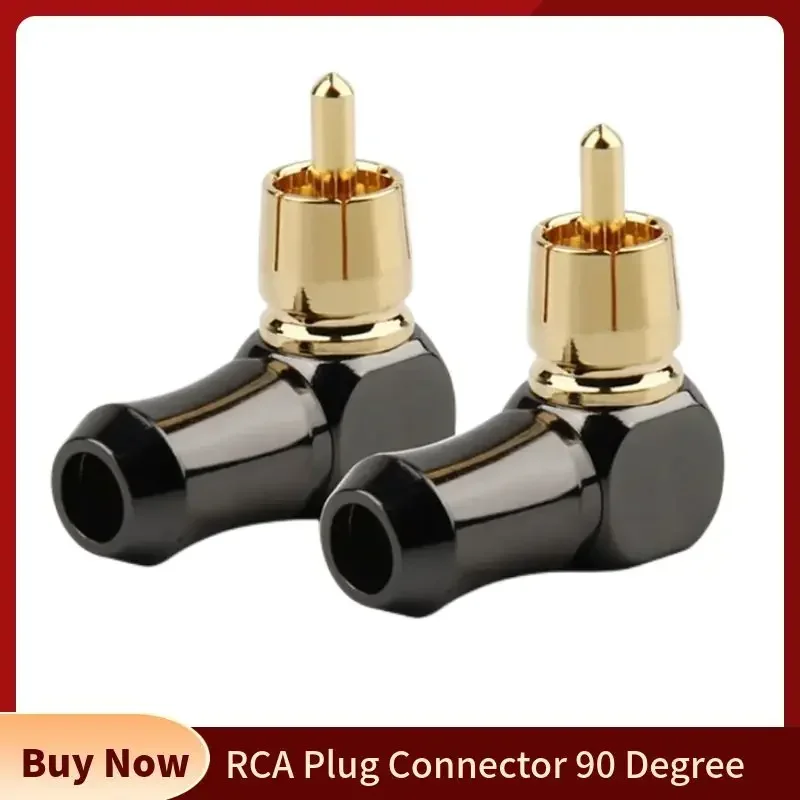 Conector RCA macho tipo L, codo de ángulo recto de 90 grados, enchufe RCA, Terminal de altavoz, Conector de Audio para soldar Cable de vídeo - imagen 2
