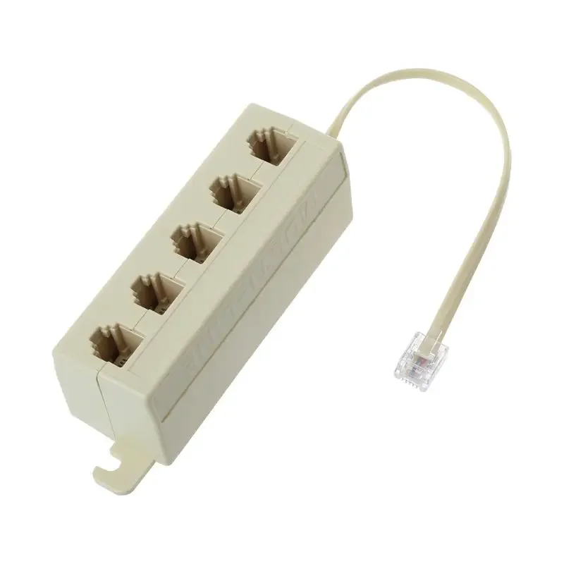 Adaptador de enchufe divisor de línea Modular para teléfono, conector RJ11, salida de 5 vías, 6P4C - imagen 2