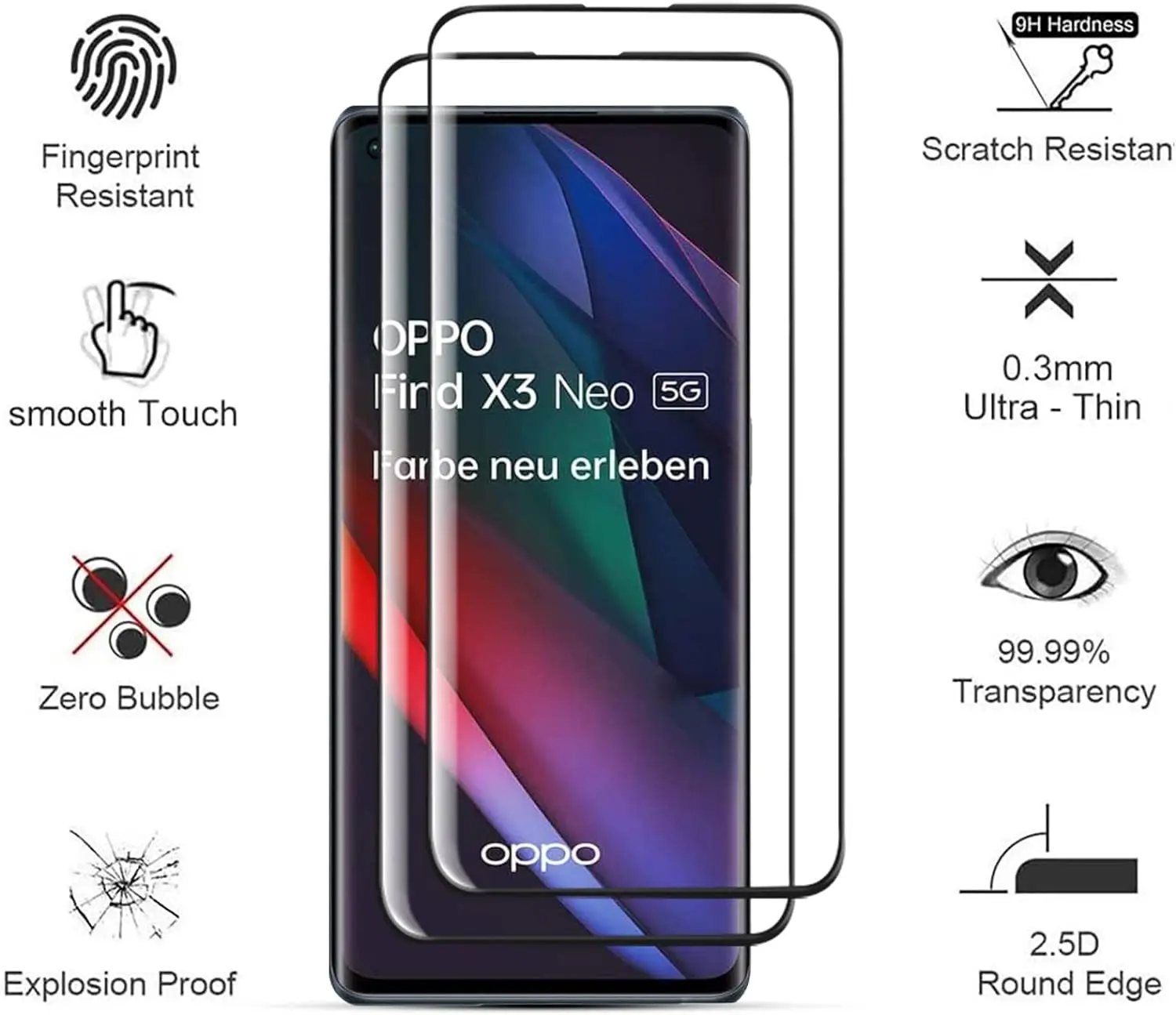 Vidrio templado para OPPO Find X3 Neo 3D película protectora de pantalla curvada - imagen 3