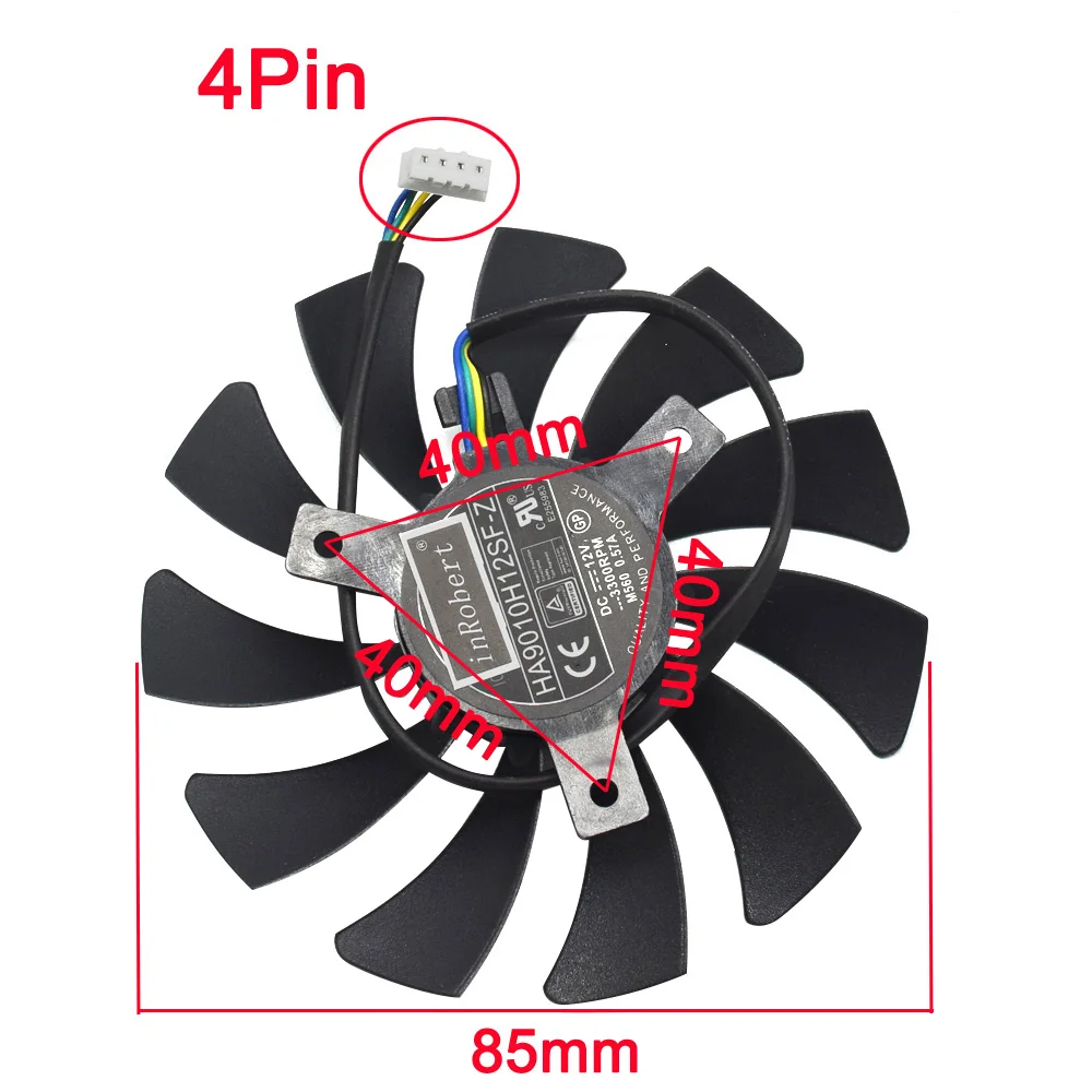 85mm 4pin HA9010H12SF-Z RX460 4GB ventilador enfriador reemplazar para MSI Inno3D P106 960 GeForce GTX 1060 AERO ITX 3G 6G OC RX560 RX550 ITX - imagen 2