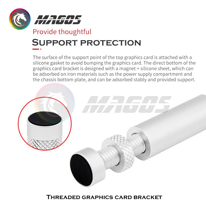 ITX-caja pequeña para GPU, soporte Anti-flexión, marco de soporte Jack, totalmente de aluminio, base magnética de Metal - imagen 3