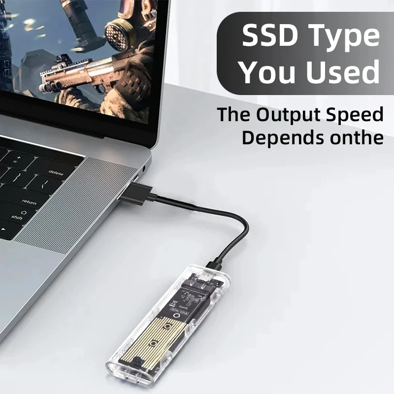 M.2 NVME PCIe NGFF SATA protocolo Dual SSD carcasa transparente USB tipo C 10Gbps PCI-E M2 SSD caja de disco duro externo transparente - imagen 3