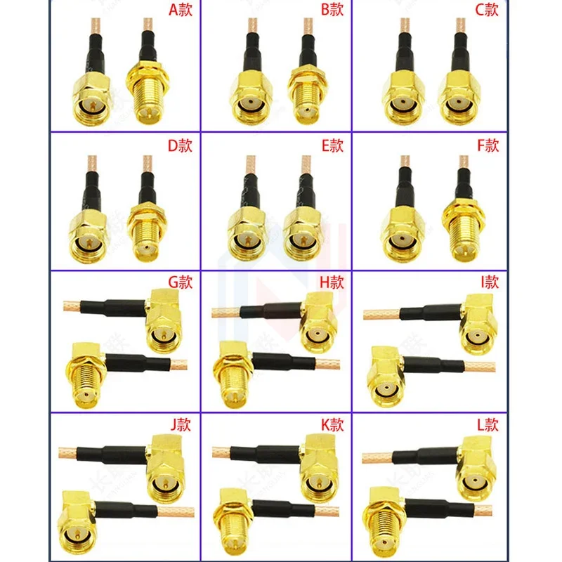 Cable de extensión SMA RG316 Chapado en plata, resistente a altas temperaturas, codo de cabeza recta SMA macho, giro hembra, cable RF personalizado - imagen 3
