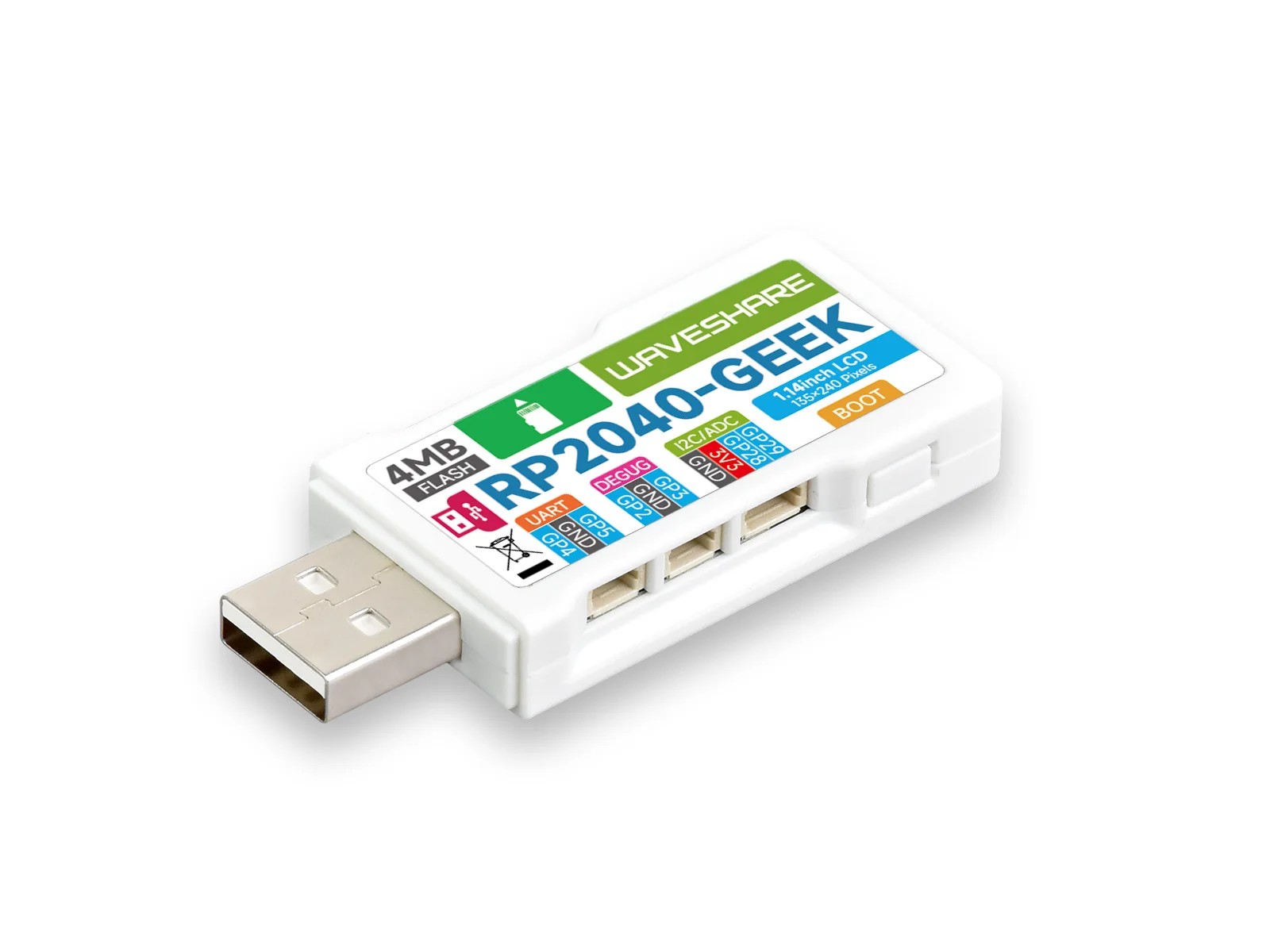 Placa de desarrollo Waveshare RP2040-GEEK, basada en el microcontrolador RP2040, con LCD en color de 1,14 pulgadas y 65K - imagen 5