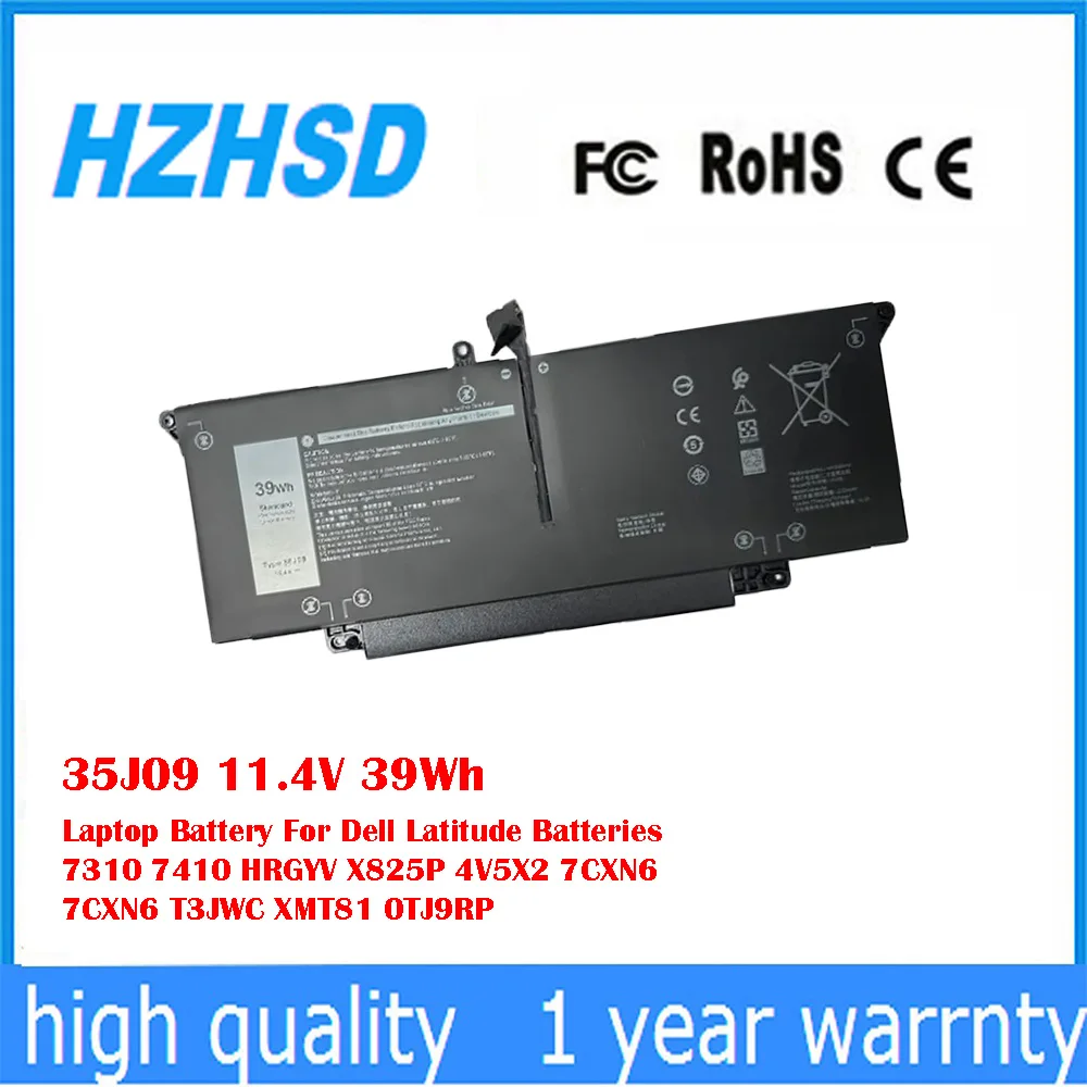 35J09 11,4 V 39Wh batería del ordenador portátil para las baterías Dell Latitude 7310 7410 HRGYV X825P 4V5X2 7CXN6 7CXN6 T3JWC XMT81 0TJ9RP