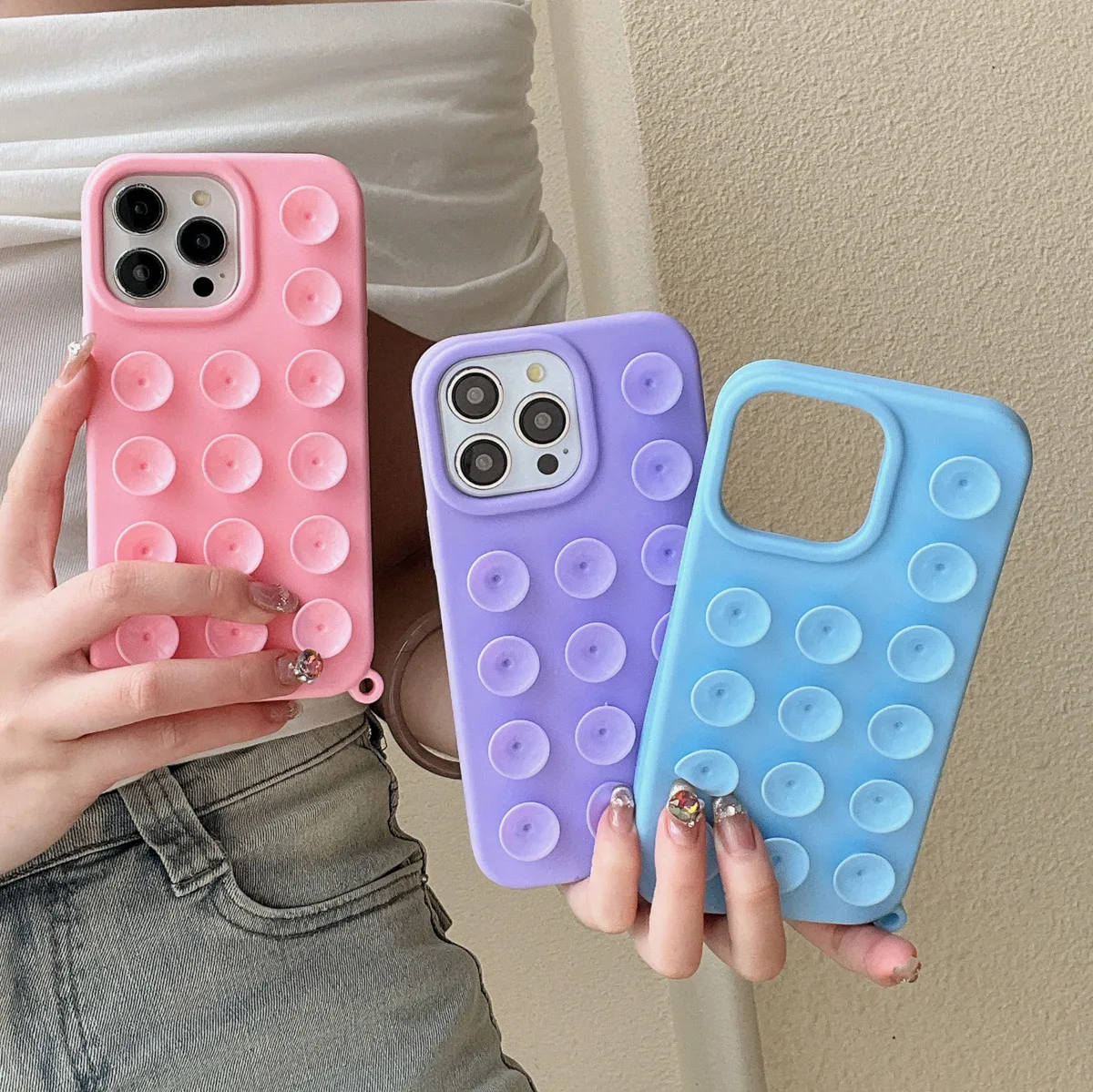 Funda de teléfono con ventosa creativa INS para iPhone 11 15 16 Pro Max 13 14 Plus 12 16promax Funda de silicona suave a prueba de golpes - imagen 2