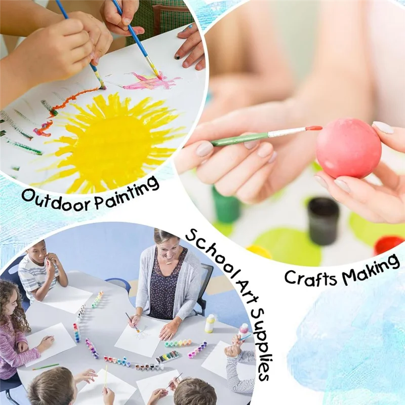 Bote de pintura Superior con tapa y pinceles, recipientes de pintura vacíos con tapas, para niños, aulas, escuelas, arte