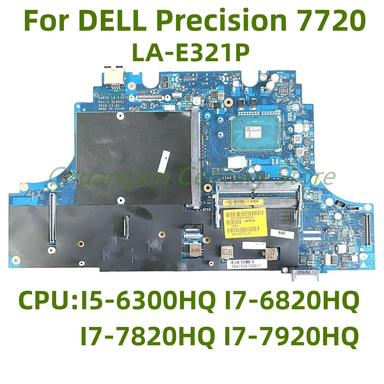 LA-E321P es adecuado para la placa base del ordenador portátil Dell Precision 7520 7720 con CPU I5 I7 6TH/7TH 100% probado y enviado OK