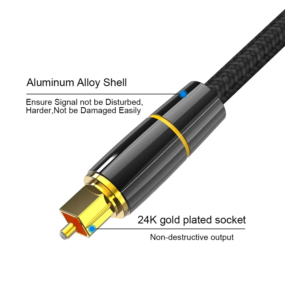 FSU-Cable de Audio HIFI 5,1 Digital SPDIF, Cable óptico de fibra Toslink para amplificador de reproductor Blu-ray de TV, 3m, 5m, 10m - imagen 4