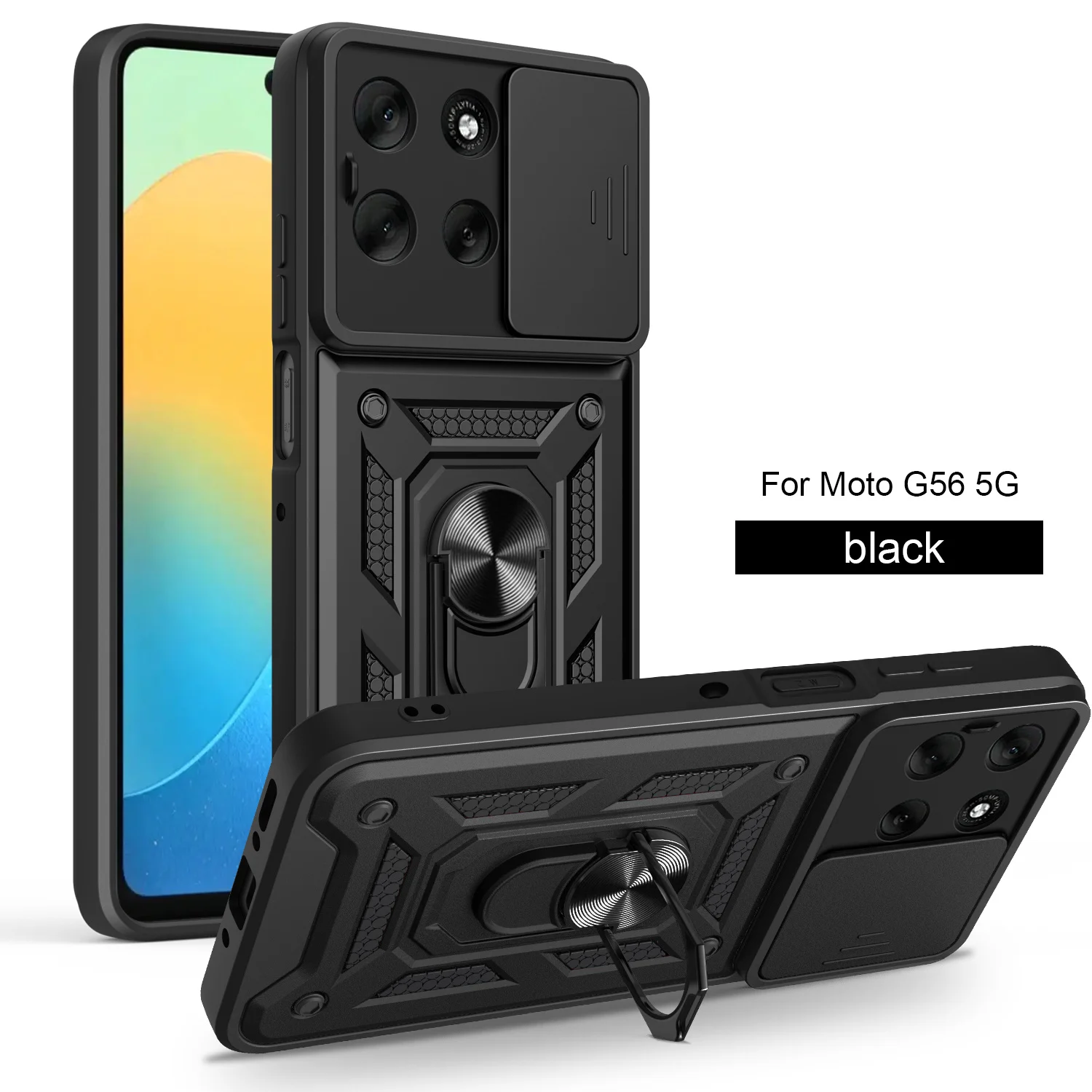 Para Moto G56 5G funda protectora para cámara deslizante fundas de teléfono para Motorola Moto G56 5G MotoG56 soporte magnético anillo contraportada
