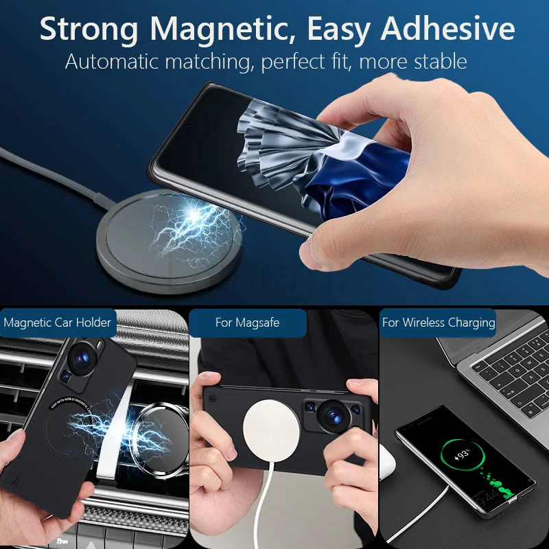 Funda magnética sin marco para Magsafe Slim, funda trasera dura de carga inalámbrica para Huawei P60 Pro P60Pro 5G - imagen 4