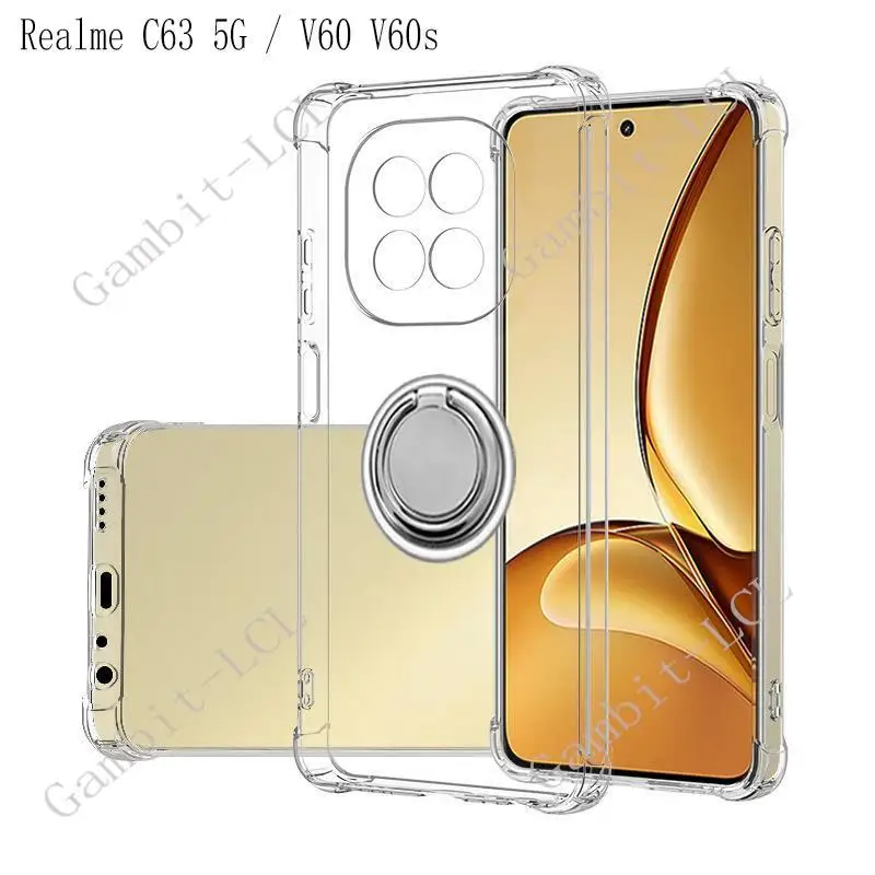 Soporte de anillo trasero para teléfono, funda de silicona suave, TPU, Original, a prueba de golpes, para Realme, C63, 5G, V60s, V60, RealmeV60, RMX3950 - imagen 3