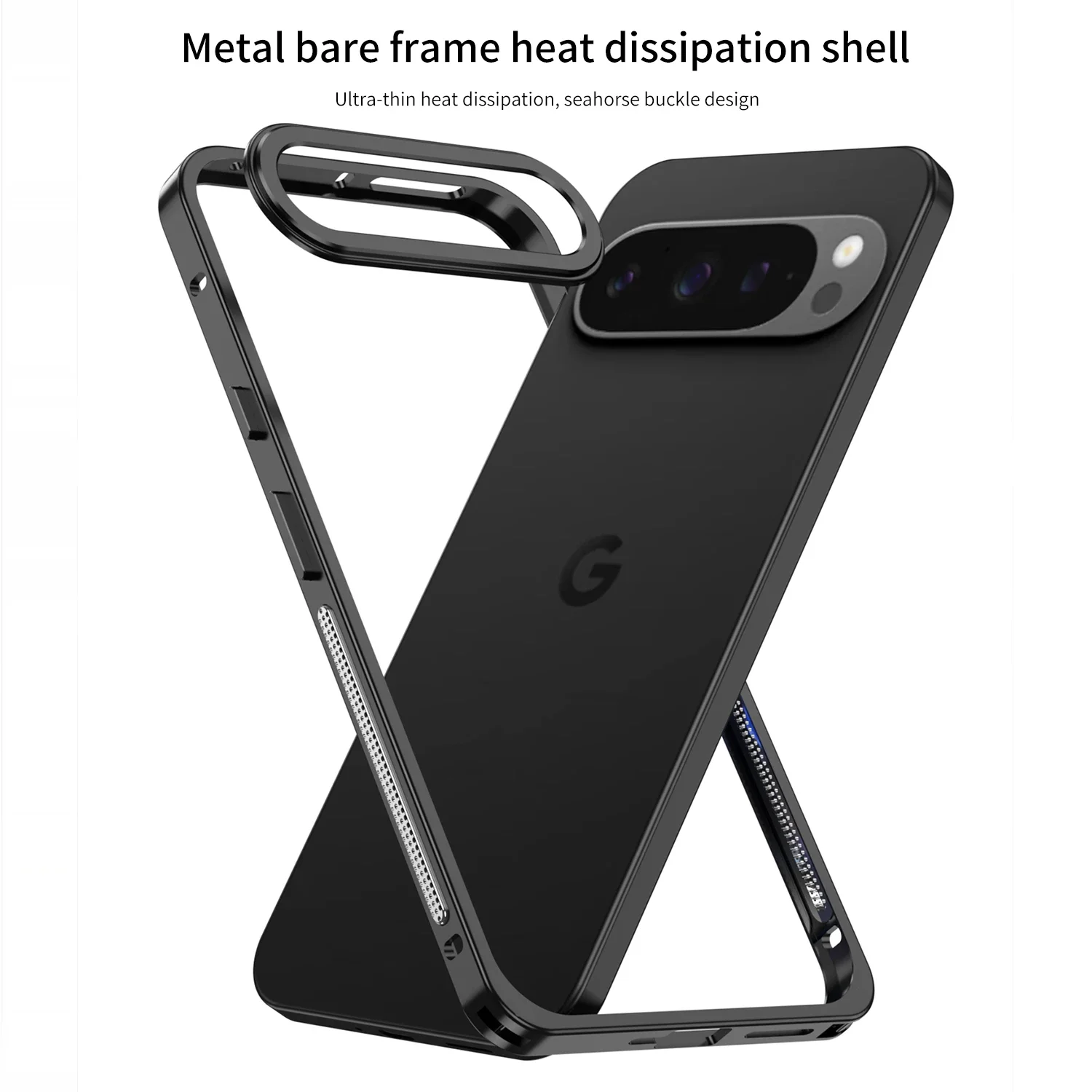 Funda para Google Pixel 9 Pro XL 9A 9Pro, marco hueco de Metal, película protectora para lente, cubierta de disipación de calor, Funda de parachoques a prueba de golpes - imagen 5