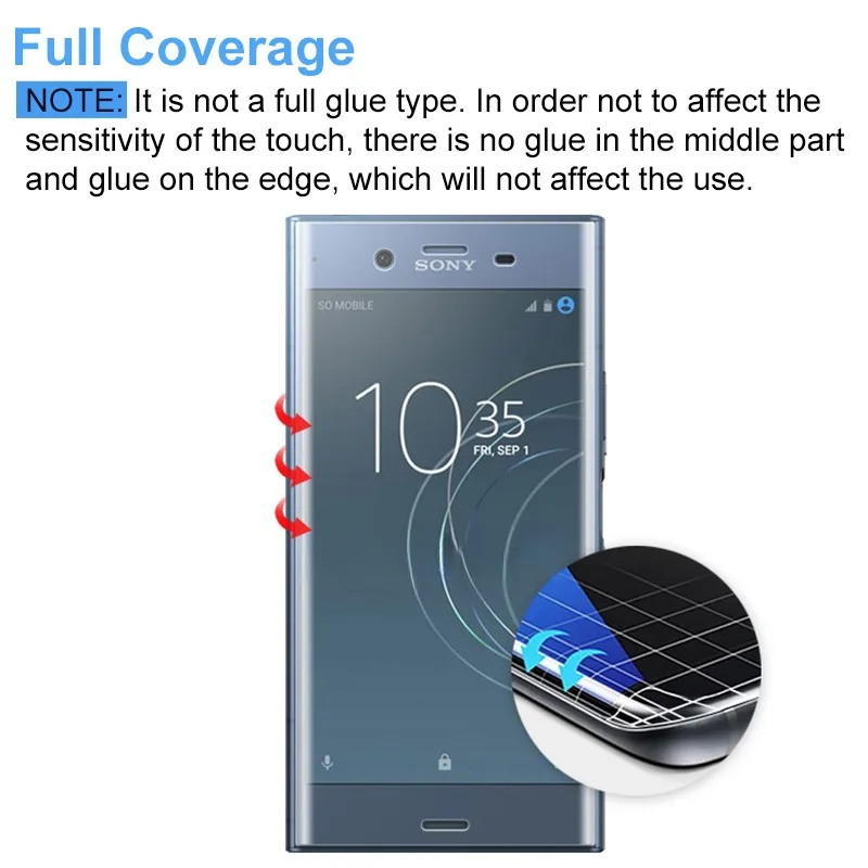 Protector de pantalla de cubierta completa curvada 3D para Sony Xperia 10 5 1 III II XZ4 XZ3 XZ2 XZ1 Compact XZ Premium XA2 vidrio Ultra templado - imagen 3