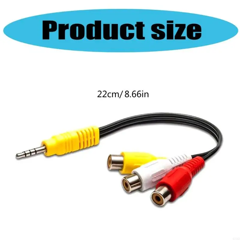 Cable adaptador AV de componente de vídeo de 3,5 MM a Jack 3 RCA para TCL TV portátil DVD rojo blanco y amarillo hembra - imagen 4