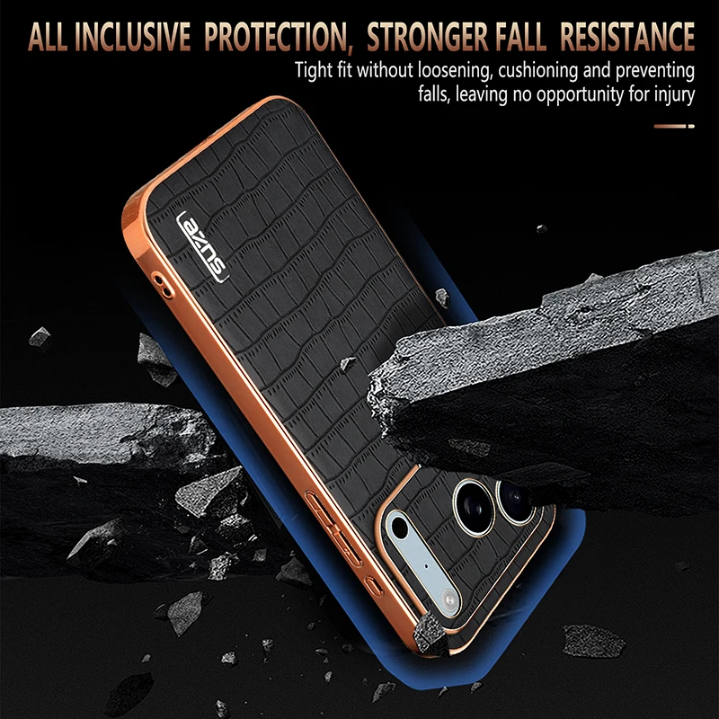 Funda de cuero PU con patrón de cocodrilo para iPhone 17 Pro Max 17 Air, funda protectora completa para cámara, carcasa de parachoques chapada con textura 3D - imagen 3